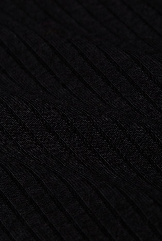 Rollkragenshirt - Rollneck Top Uni Rib - Black