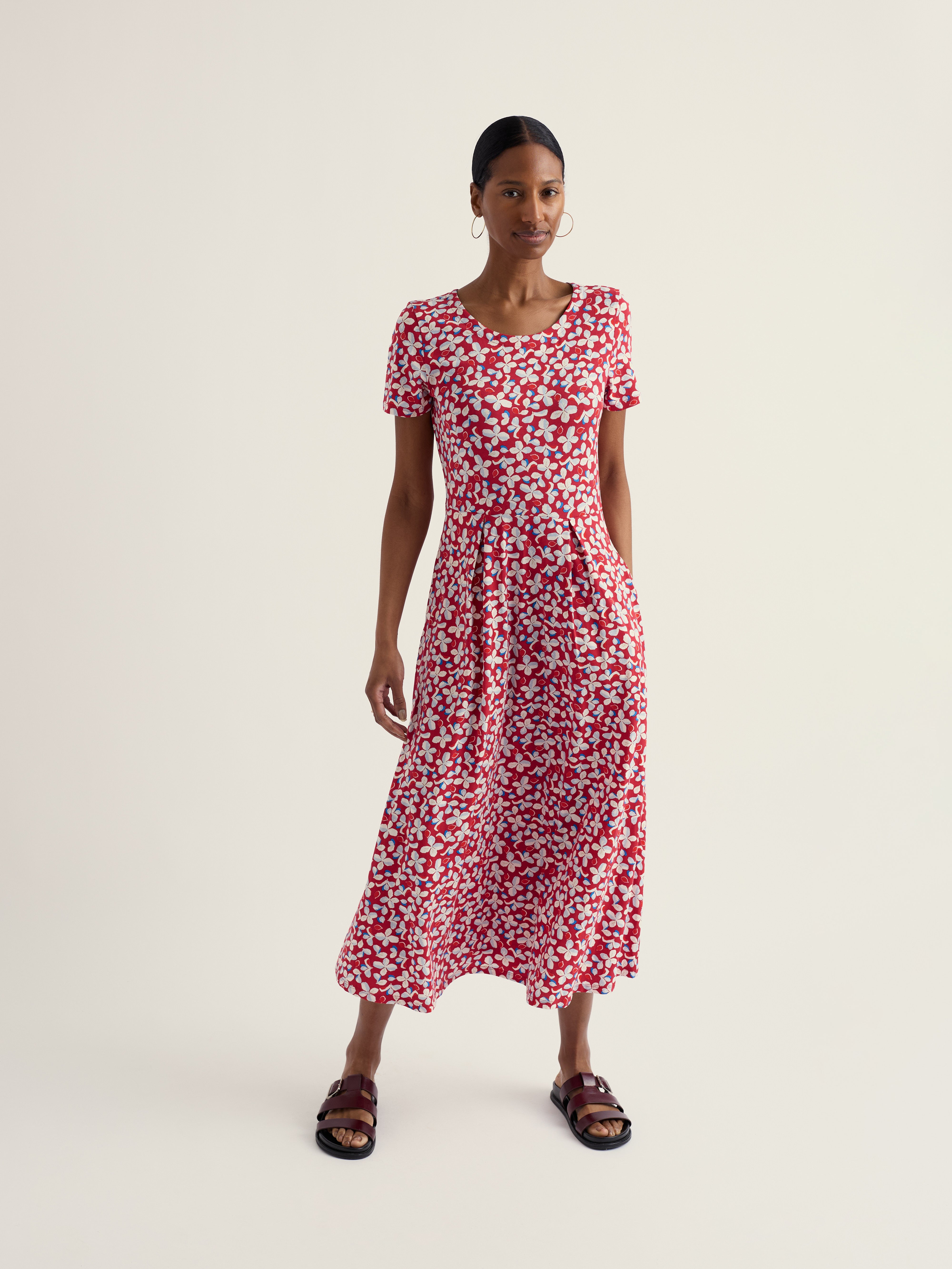 Kleid - S/S Veronica Dress - Posy Press Boat Red