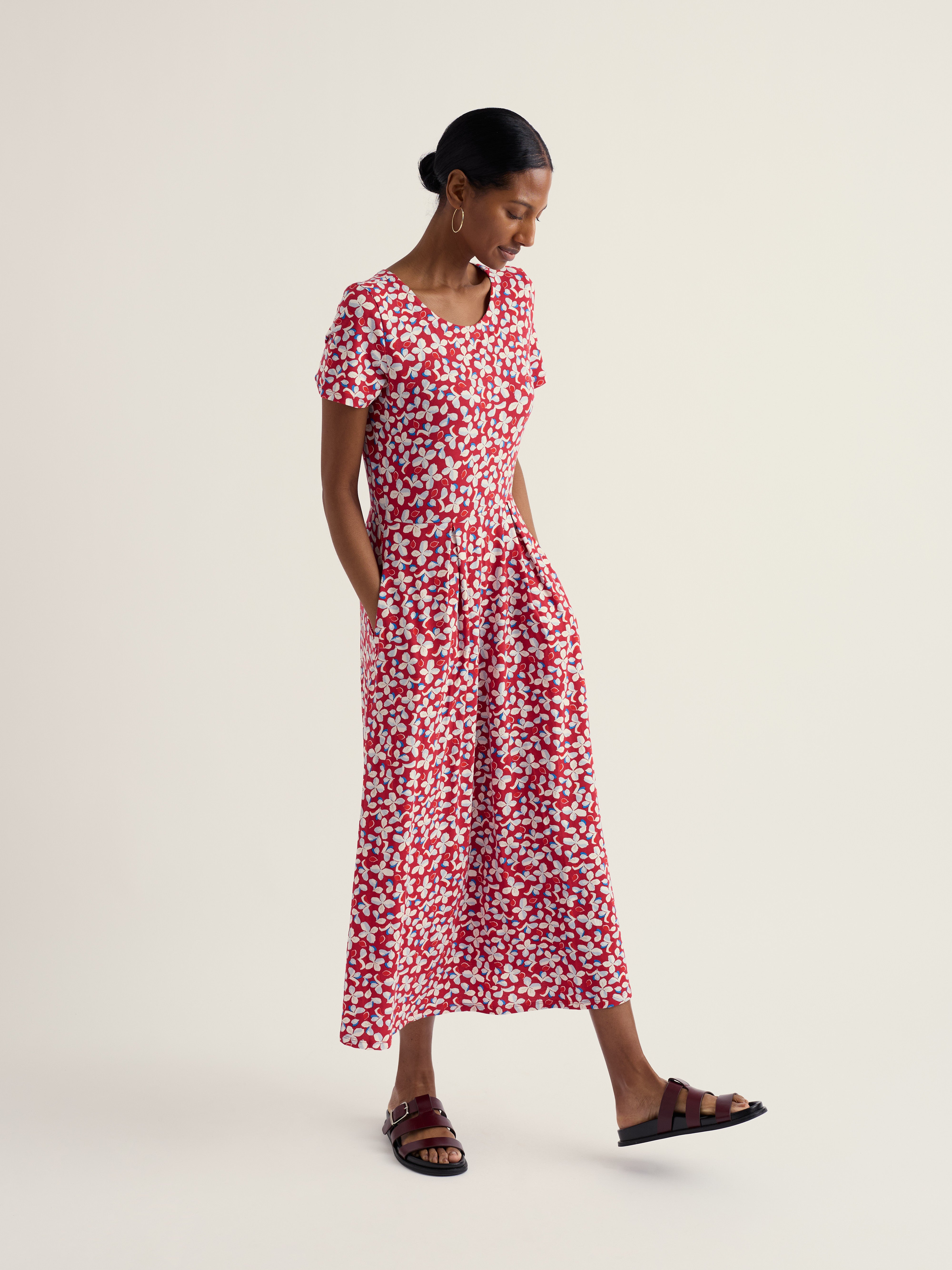 Kleid - S/S Veronica Dress - Posy Press Boat Red