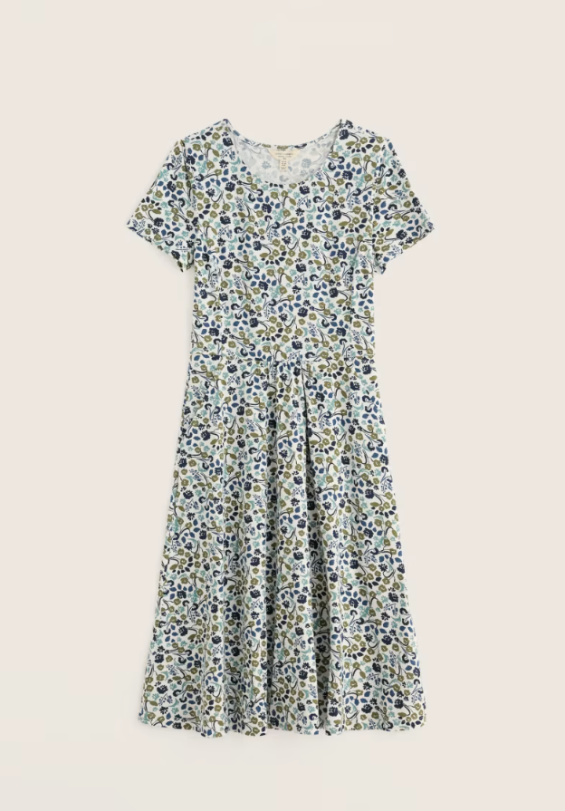 Kleid - S/S April Dress - Beach Blooms Chalk