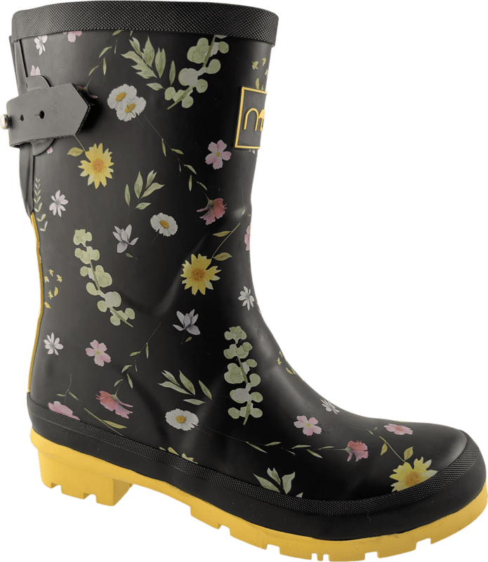 Gummistiefel – Flowers – Blumen – Schwarz-Gelb
