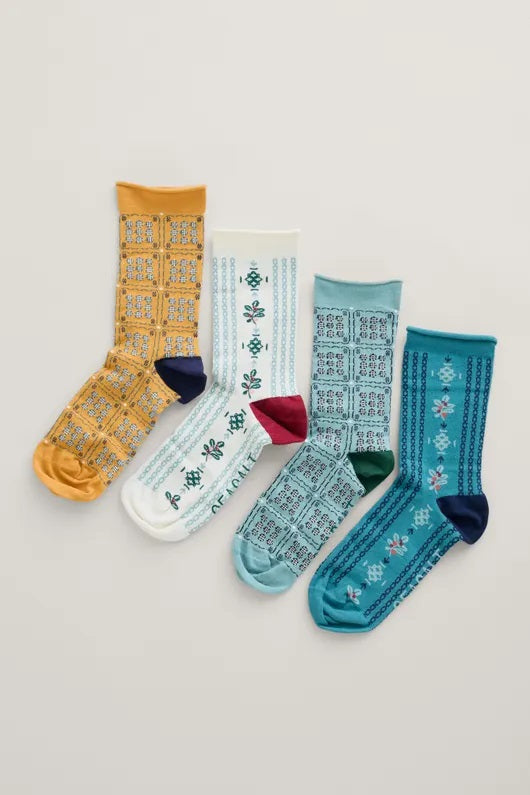 Sockenbox - Women's Sailor Socks Lightweight Box O' 4 - Handicraft Mix