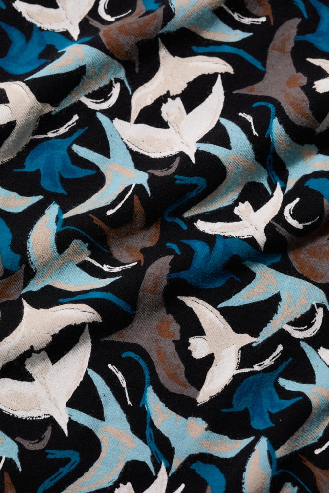 Kleid - 3/4 Wild Bouquet Dress - Swooping Birds Onyx