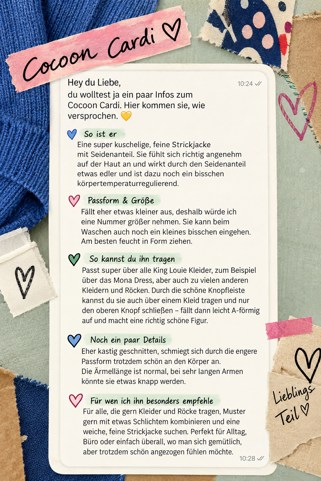 Cocoon Cardi – Beratungszettel von Heimatliebe