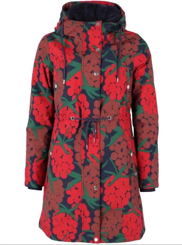 Mantel - Danenora AOP Winter Parka Dk Red MAXIBERRY
