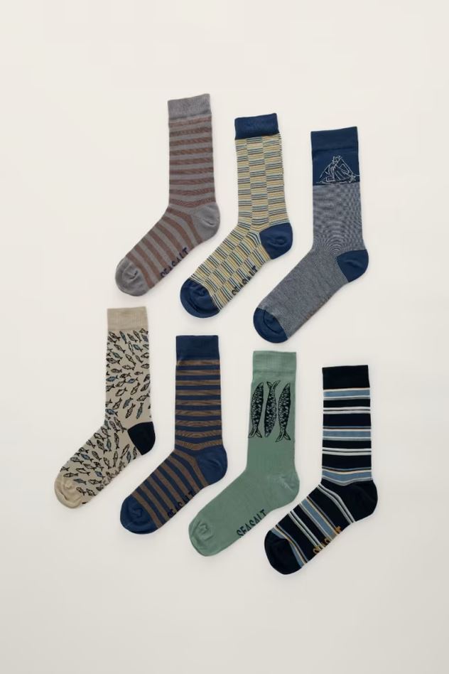 Herren-Socken - Men's Sailor Socks Box of 7 Creatures - Seastorm Mix