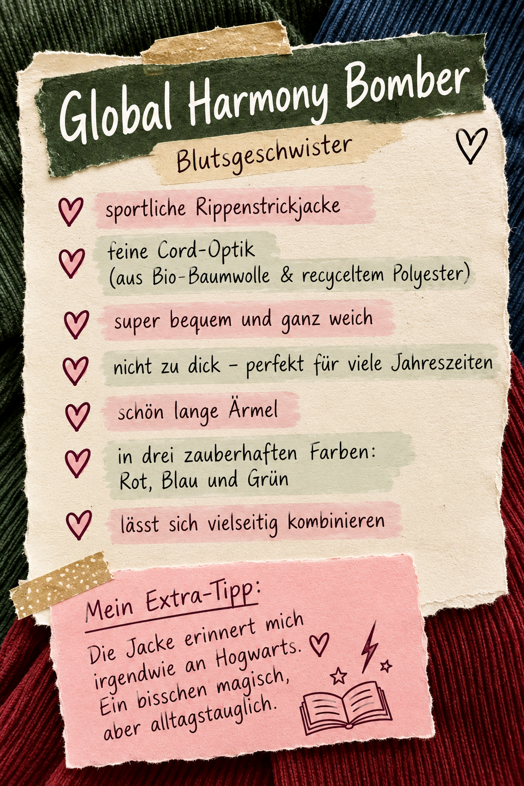 Global Harmony Bomber – Notizzettel von Heimatliebe