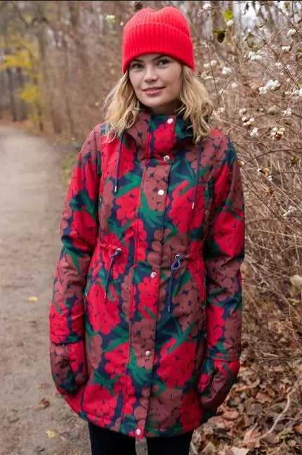 Mantel - Danenora AOP Winter Parka Dk Red MAXIBERRY