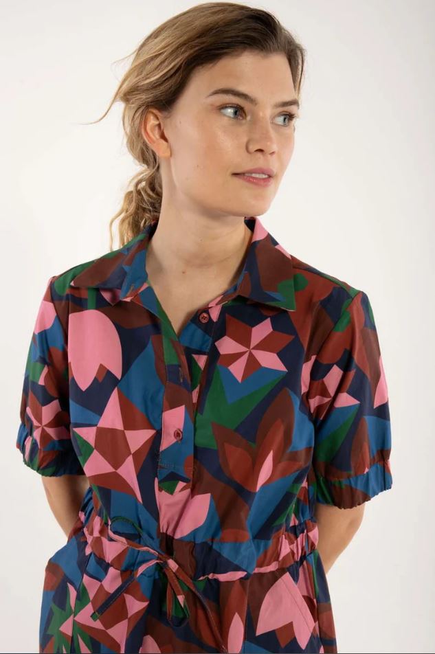 Kleid - Danesusanne Poplin Dress Ocean Blue GEOFLEUR