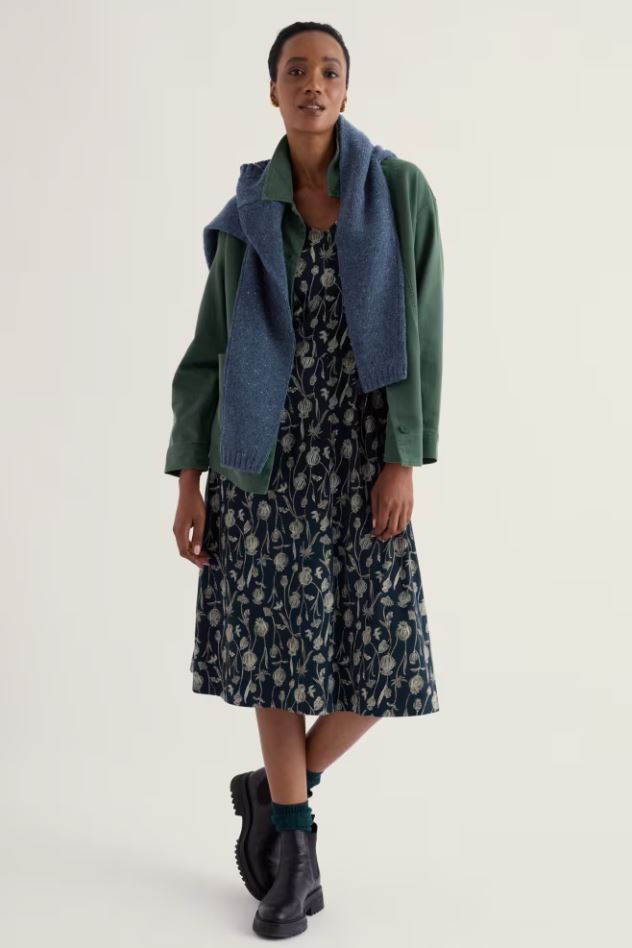 Kleid - 3/4 Pier View Dress - Lino Seedpods Maritime