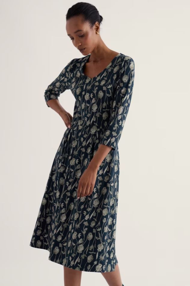 Kleid - 3/4 Pier View Dress - Lino Seedpods Maritime