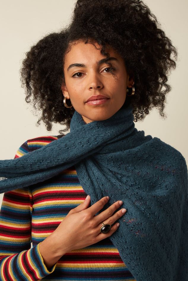 Schal - Scarf Ajour Carre - Pine Green