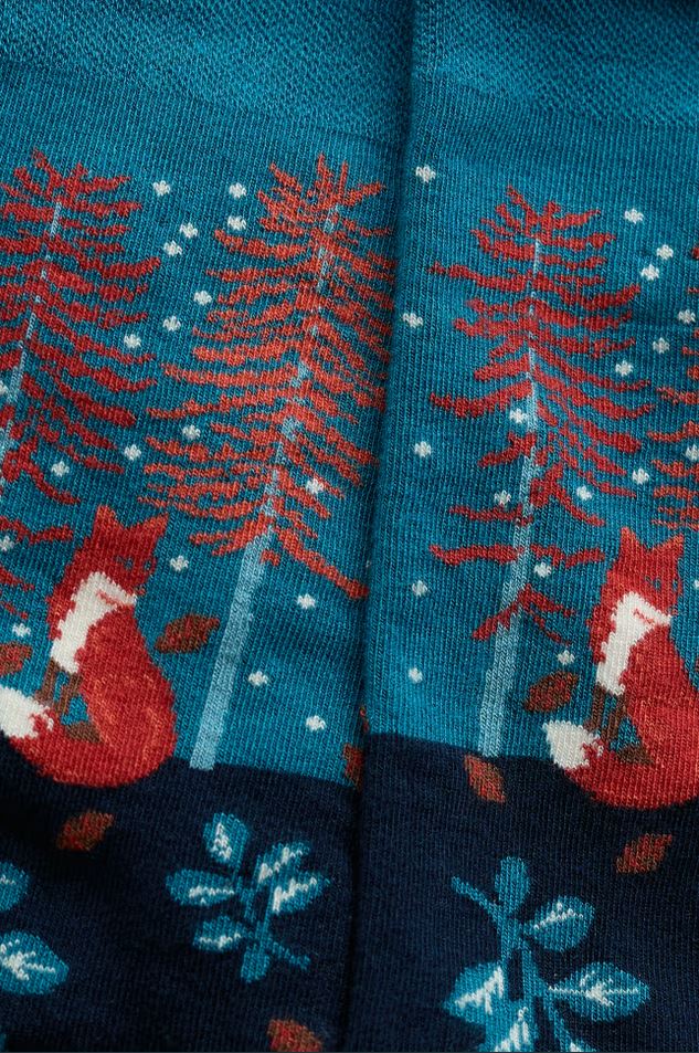 Socken - Snowy Scenes Socks - Birch Forest Fox Maritime