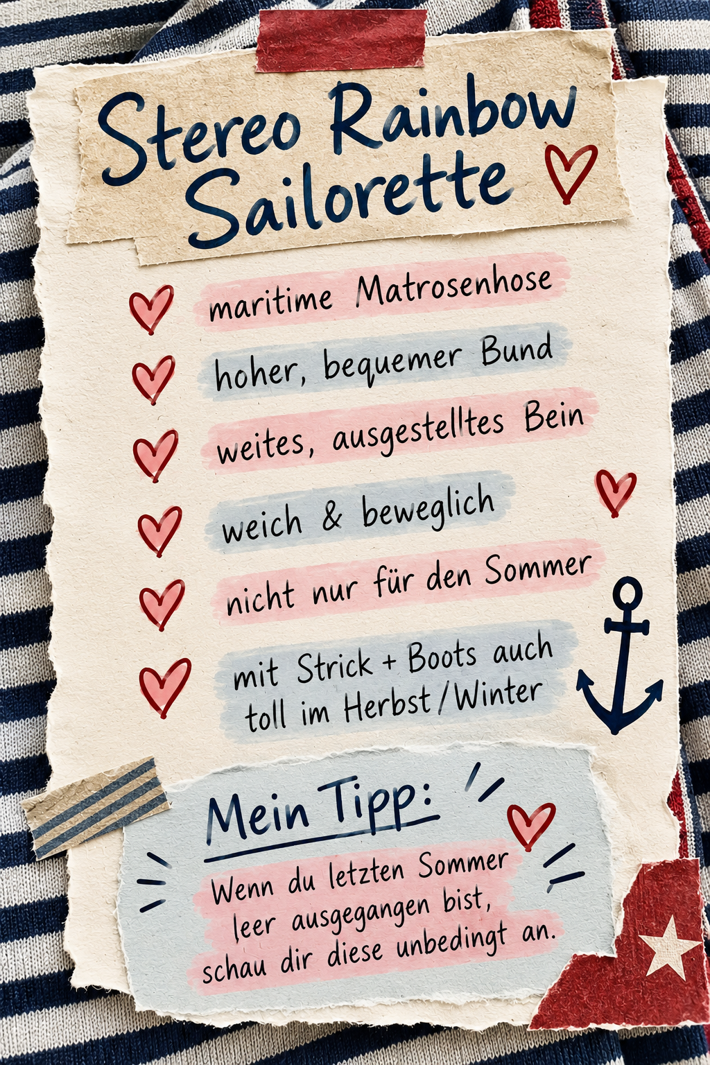 Stereo Rainbow Sailorette – Notizzettel von Heimatliebe