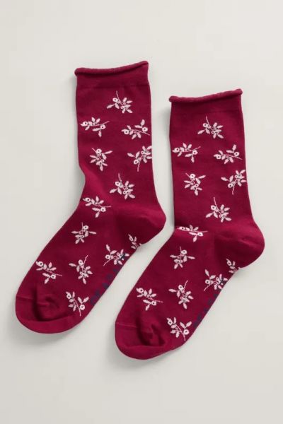 Socken - Womens Arty Socks - Festive Berries Red Cabin