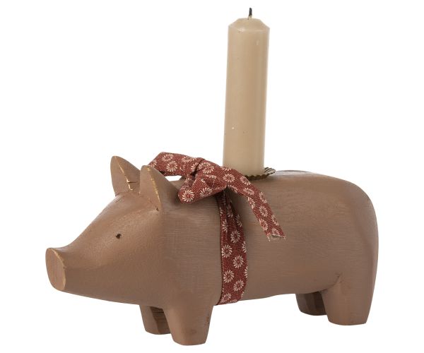 Kerzenhalter - Schwein - medium - Altrosa