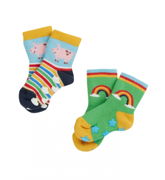 Grippy Socks 2 Pack - Rainbow Farm