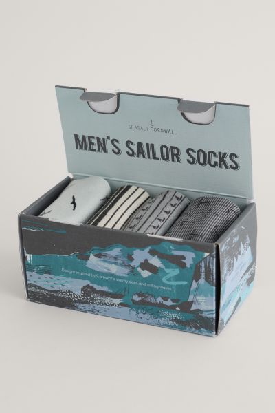 Sockenbox - Men&#039;s Stormy Seas Socks Box of 4 Wind Wash Mix