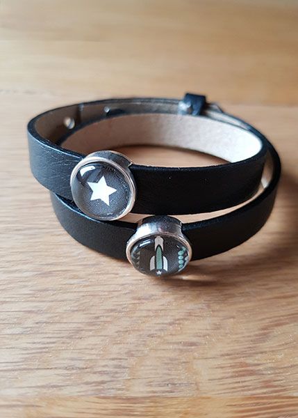 Armband mit Slider-Perlen schwarz - Rakete und Stern