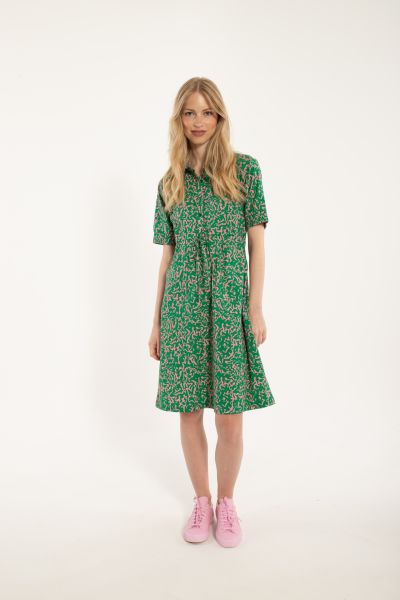 Kleid - Danesusanne Poplin Dress - Grass Green/Lovely Rose RIPPLES