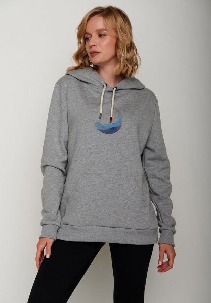 Hoodie - Nature Boat Wave (Chipper/GOTS) - Heather Grey