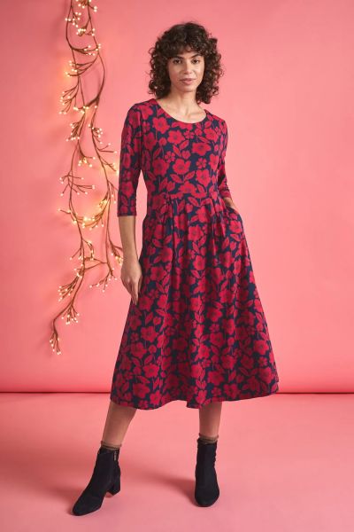Kleid - Veronica Dress - Collaged Rose Maritime Carmine