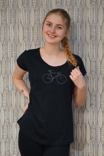 T-Shirt - Bike Line (Cool/GOTS) - Black