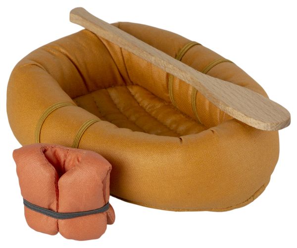 Schlauchboot - mit Paddel und Schwimmweste für Maus - Dusty gelb