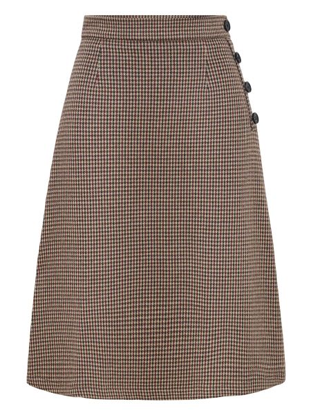 In The Mood Skirt - Houndstooth Burgundy