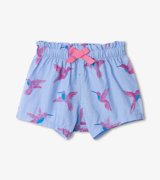 Happy Hummingbirds Baby Woven Paper Bag Shorts - Jacaranda