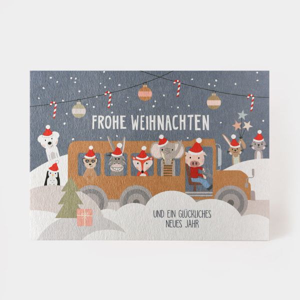 Postkarte - Weihnachtsbus