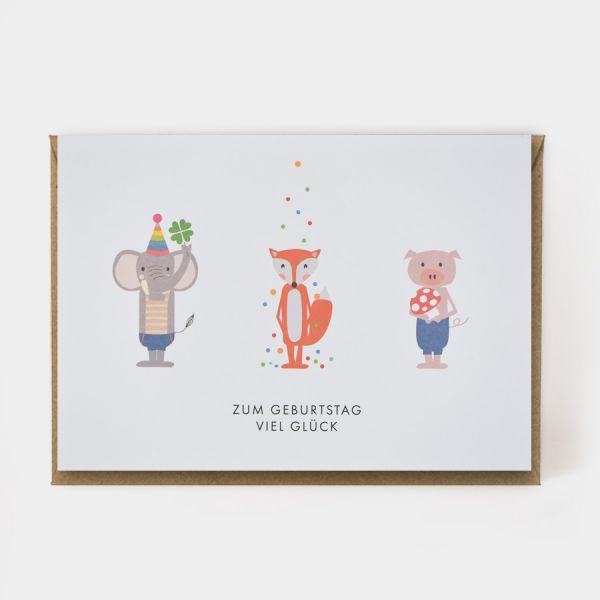 Postkarte - Zum Geburtstag viel Glück - Klappkarte