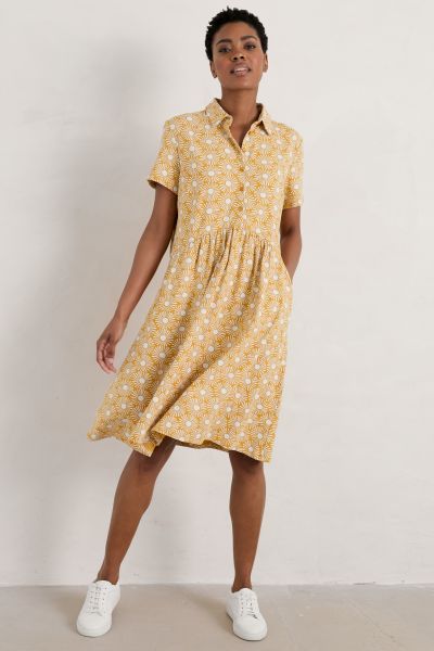Kleid - S/S Wood Rush Dress - Sun Stamp Mustard Seed