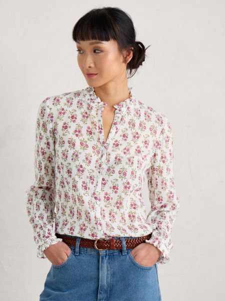 Bluse - Garden Plot Shirt - Ink Stamp Floral Chalk